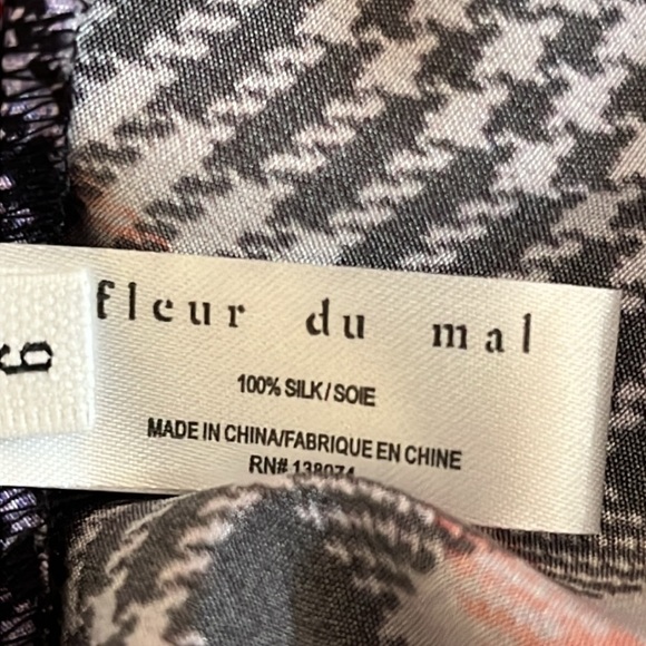 Fleur du mal | Houndstooth plaid midi Silk skirt Women’s size 6 Tanzanite Check - Picture 6 of 8